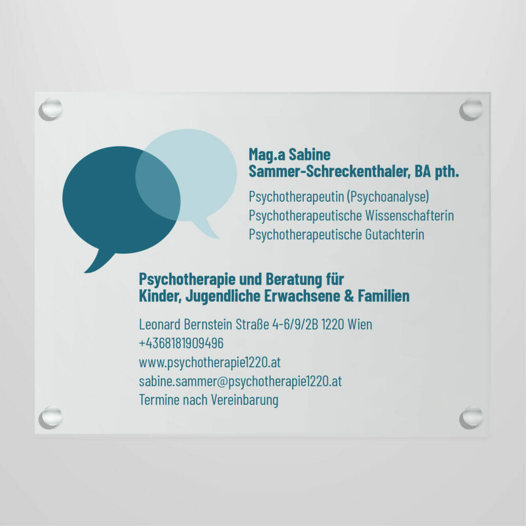 Firmenschildgestaltung der Psychotherapiepraxis Sammer-Schreckenthaler