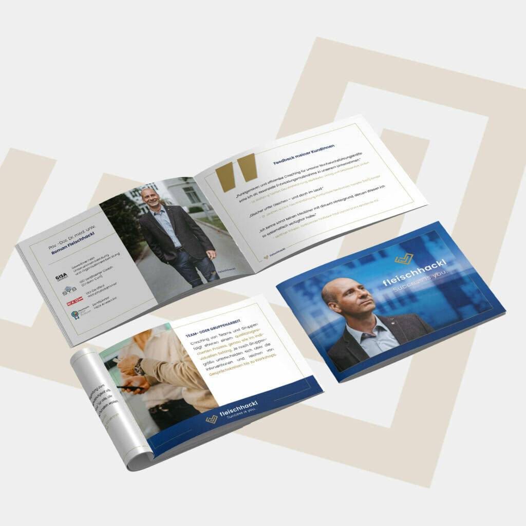 gestalteter Imagefolder für den Businesscoach Fleischhackl